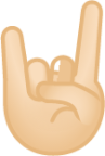 sign of the horns: light skin tone emoji