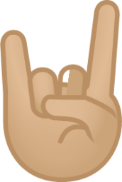 sign of the horns: medium-light skin tone emoji