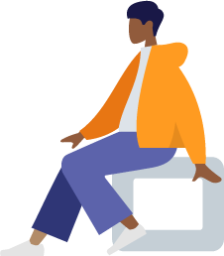 sitting man boy orange jacket illustration