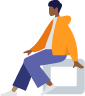 sitting man boy orange jacket illustration