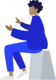 sitting man purple blue illustration