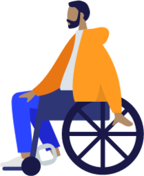sitting wheelchair disabled disability orange sweater illustration
