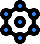 six circular connection icon