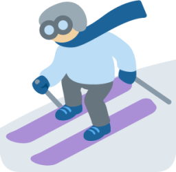 skier: medium-light skin tone emoji