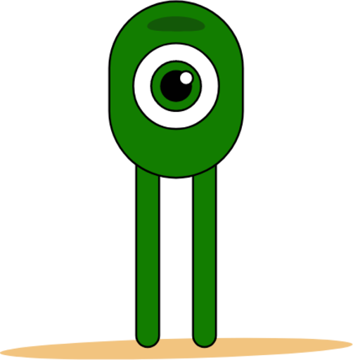 skinny green monster with big legs and one eye icon