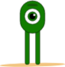skinny green monster with big legs and one eye icon