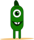 skinny green monster with one eye and horn icon