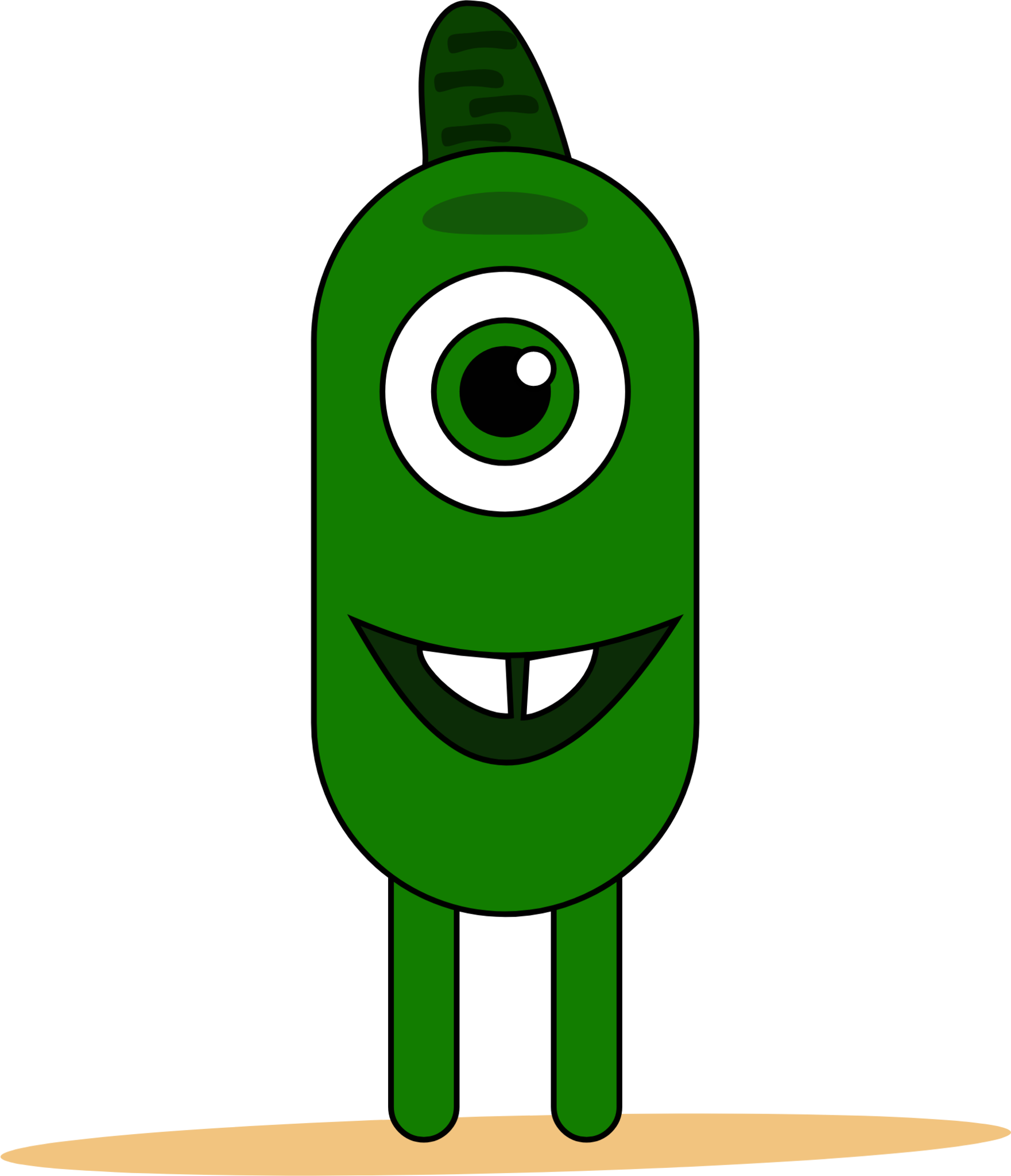 skinny green monster with one eye and horn icon