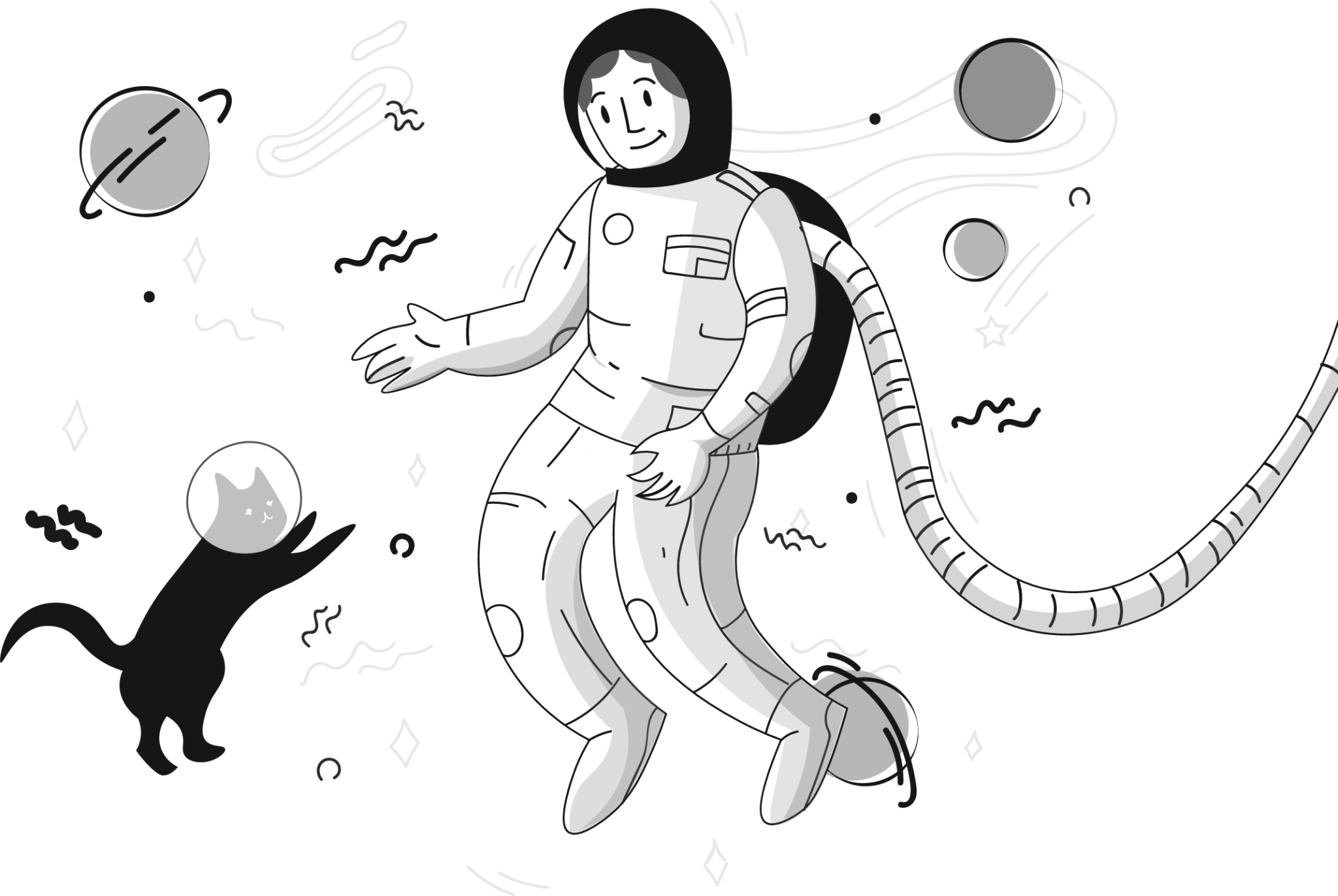 space discovery cat kitten travel space illustration