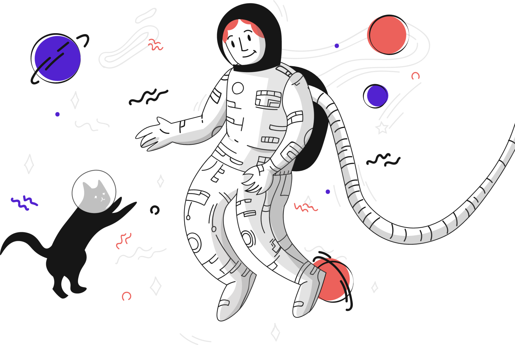 space discovery cat kitten travel space illustration
