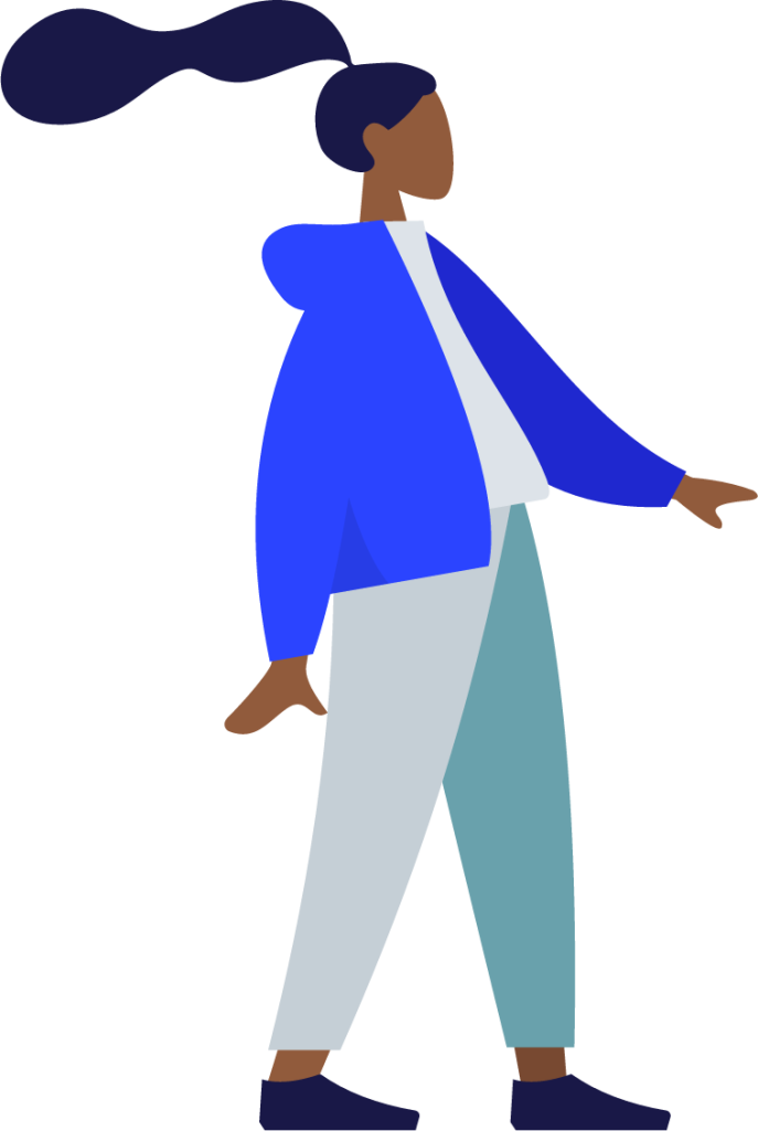 standing black woman black girl purple blue illustration