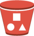 Storage Amazon S3 bucket with objects icon