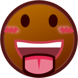 stuck out tongue (brown) emoji
