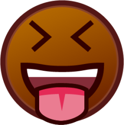 stuck out tongue closed eyes (brown) emoji