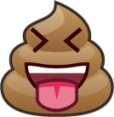 stuck out tongue closed eyes (poop) emoji