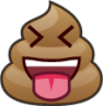 stuck out tongue closed eyes (poop) emoji