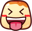 stuck out tongue closed eyes (pudding) emoji