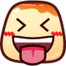 stuck out tongue closed eyes (pudding) emoji