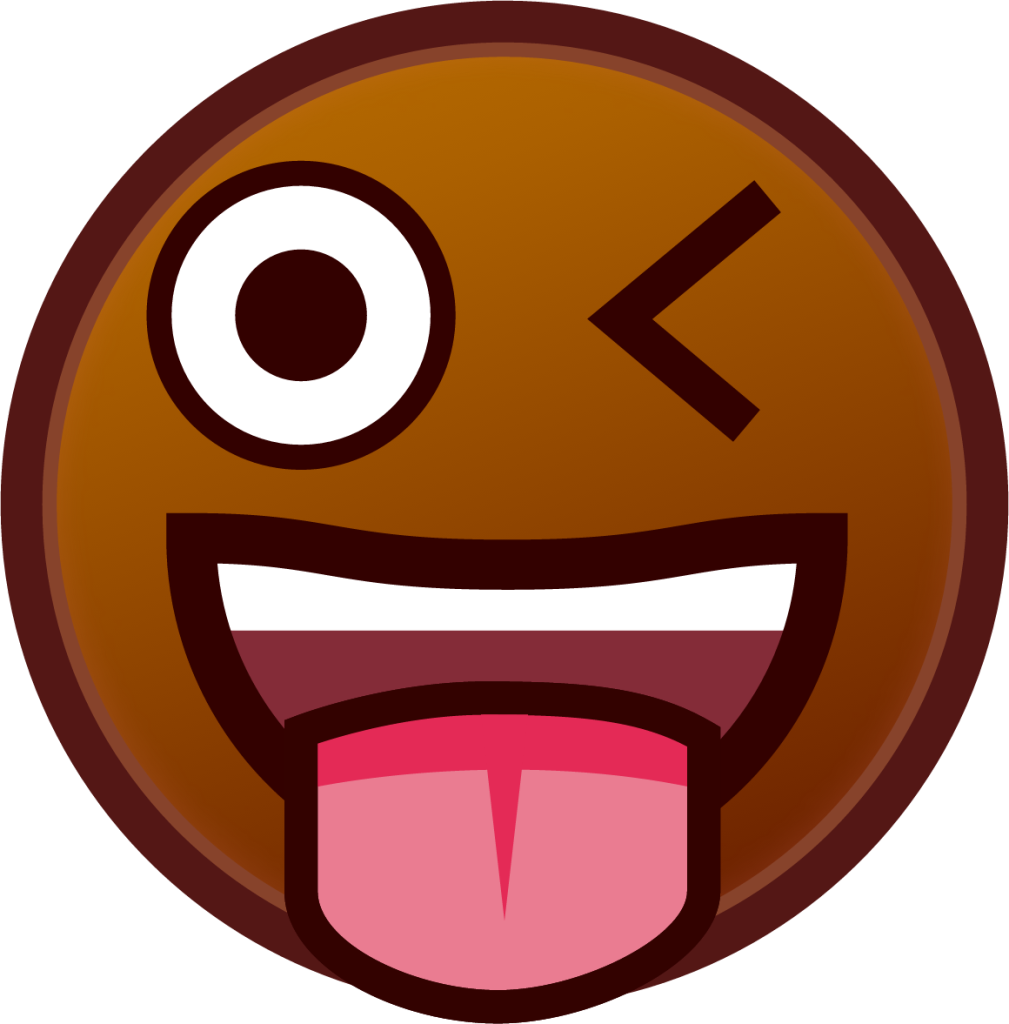 stuck out tongue winking eye (brown) emoji