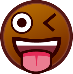 stuck out tongue winking eye (brown) emoji