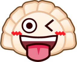 stuck out tongue winking eye (dumpling) emoji