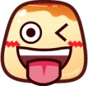 stuck out tongue winking eye (pudding) emoji