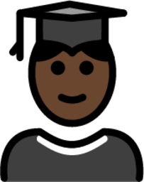 student: dark skin tone emoji