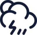 sun cloud angled rain zap icon
