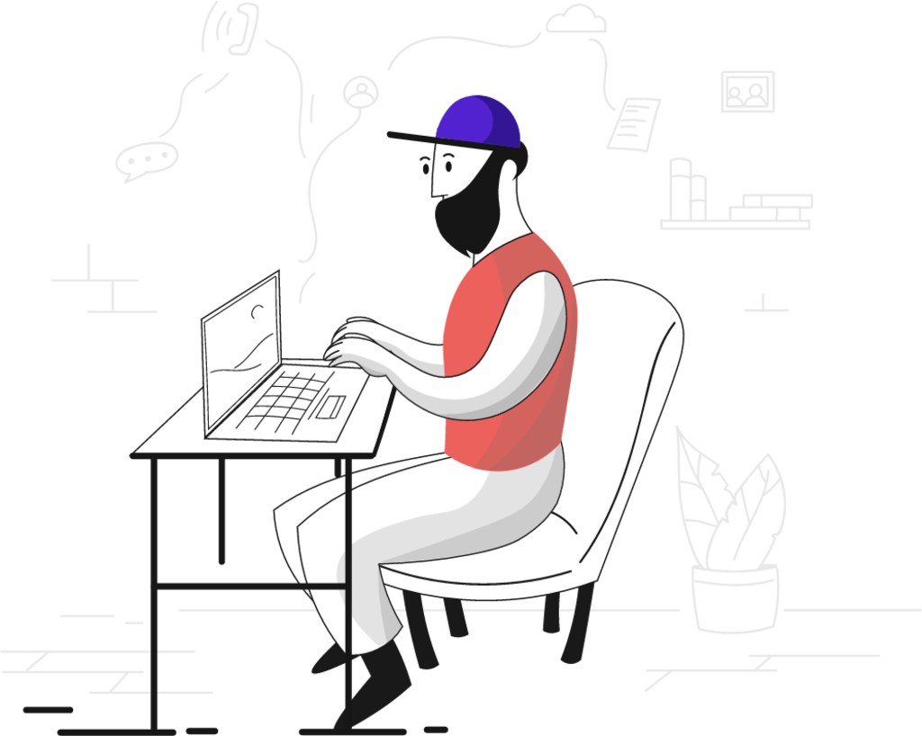 support man working laptop posture chair illustration