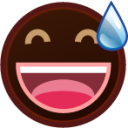 sweat smile (black) emoji