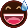sweat smile (black) emoji