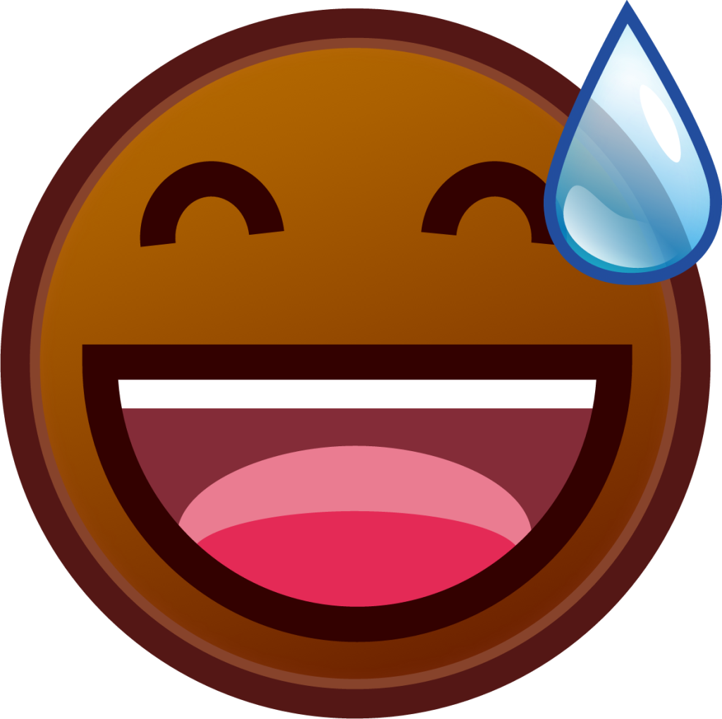 sweat smile (brown) emoji