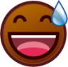 sweat smile (brown) emoji