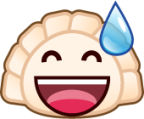 sweat smile (dumpling) emoji