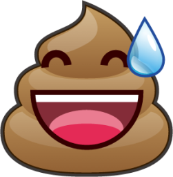 sweat smile (poop) emoji