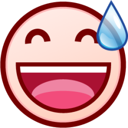 sweat smile (white) emoji
