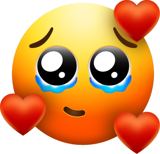 Teary Hopeful Face with Hearts emoji