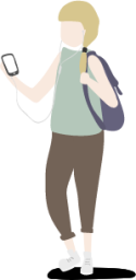 teenager phone backpack walking illustration