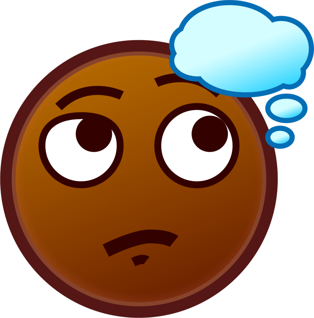 thinking face (brown) emoji