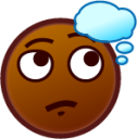 thinking face (brown) emoji