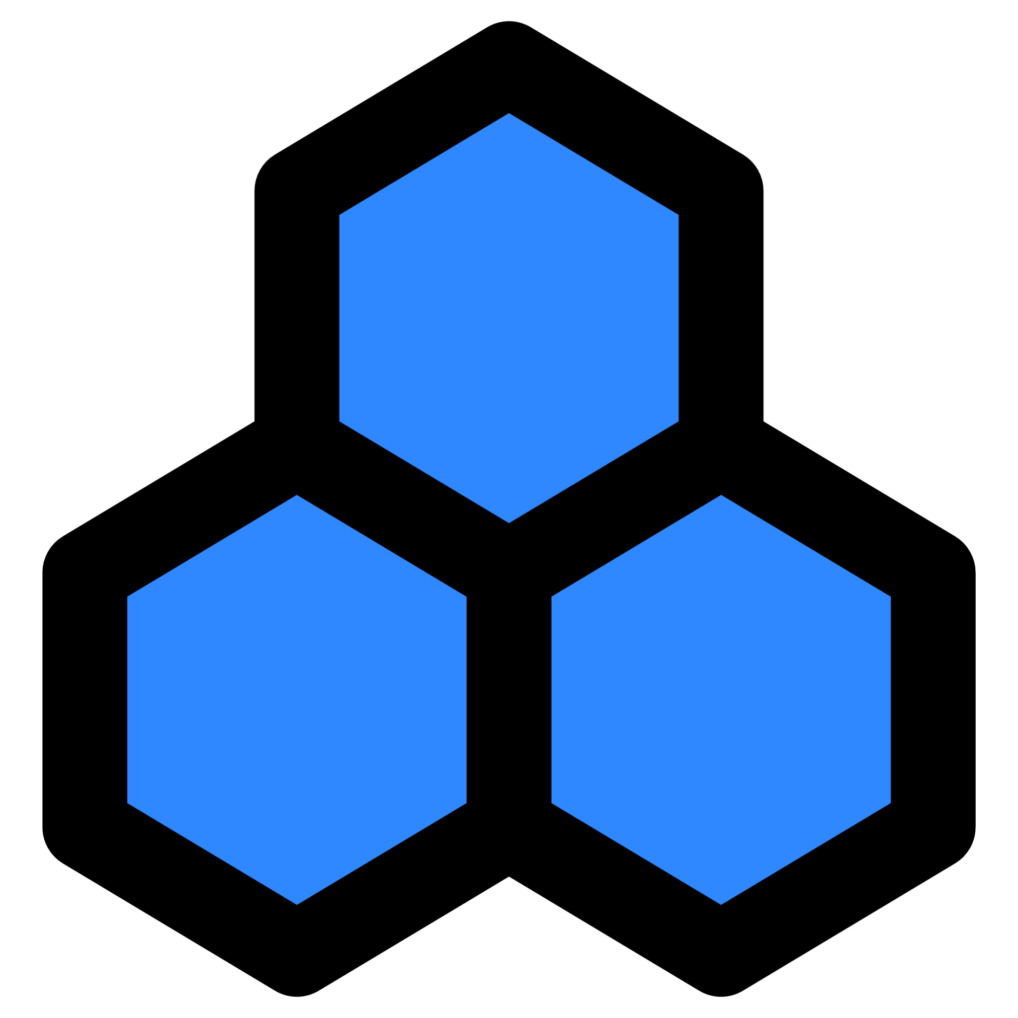 three hexagons icon
