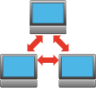 three networked computers emoji