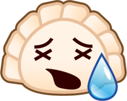 tired face (dumpling) emoji
