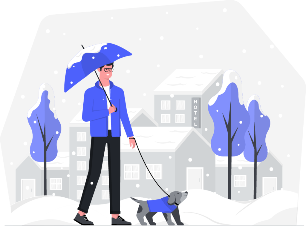 Travel during snowfall illustration