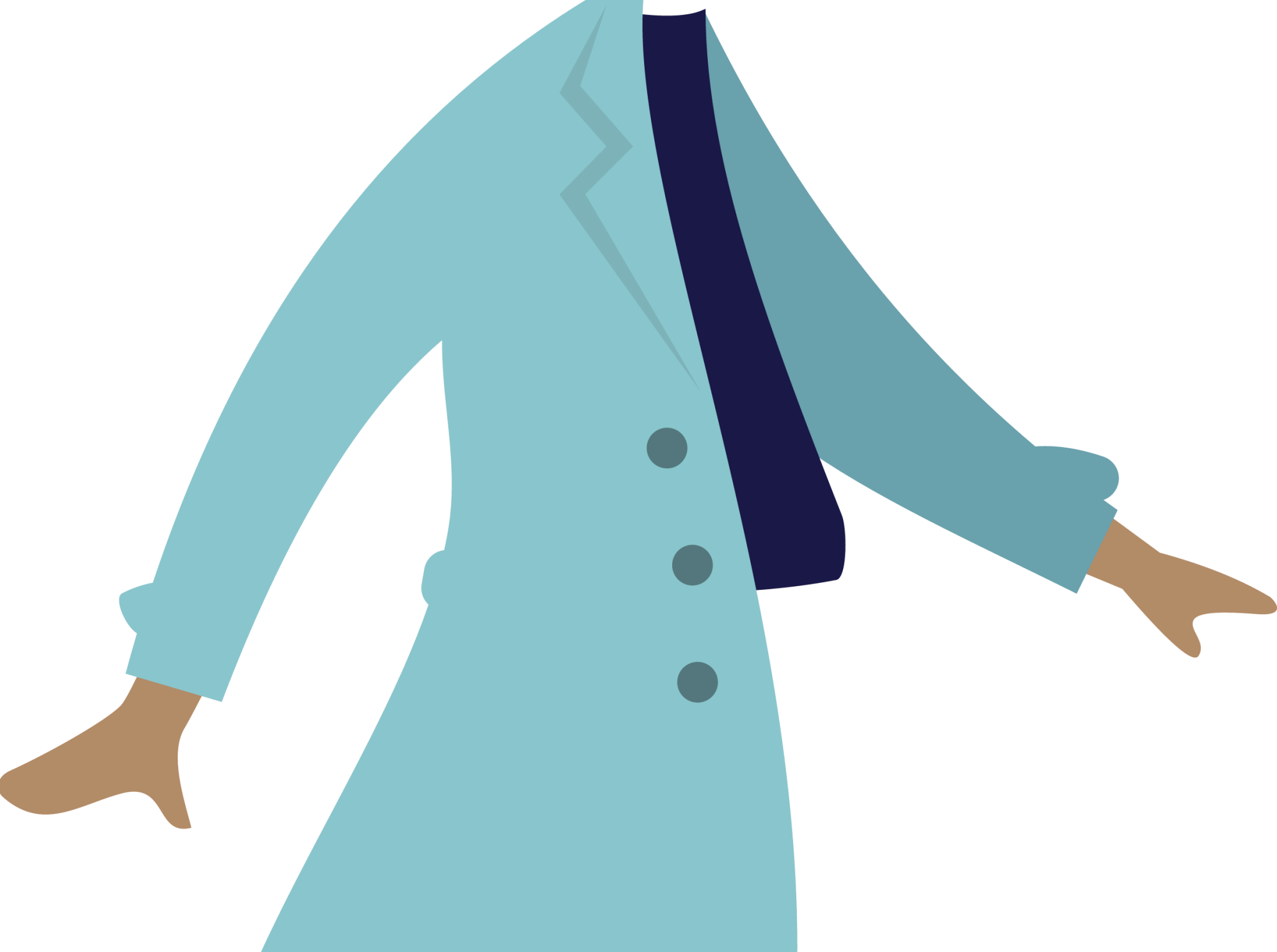 Trench Coat long blue illustration