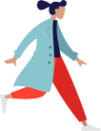 trench coat red pants girl woman illustration