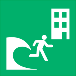 tsunami evacuation building icon