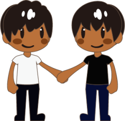 two men holding hands (brown) emoji