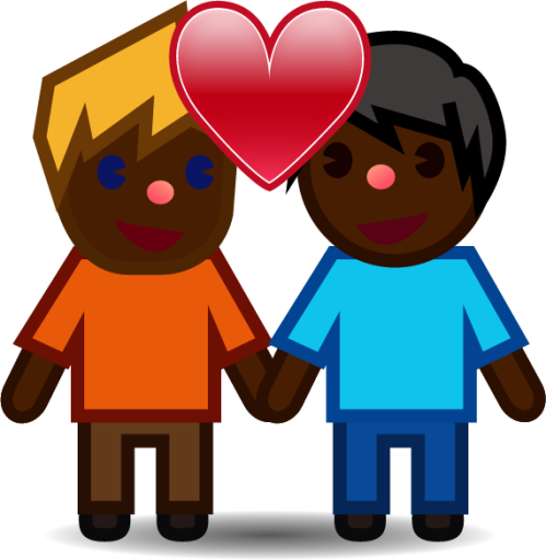 two men in love (black) emoji