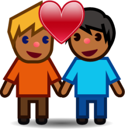 two men in love (brown) emoji